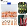 70pcs Copper Tube Terminals for Battery Welding Cable Lug Ring Crimp