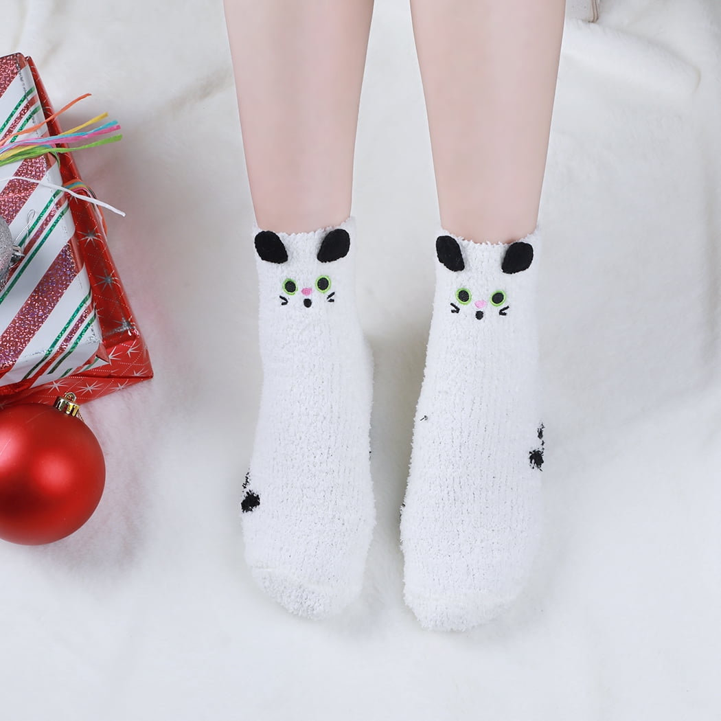 Peaoy 6 Pairs Fuzzy Socks for Women Girls Cute Animal Crew Socks Winter  Warm Socks Slipper Socks 