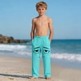 thumbnail image 4 of Funny Face Print Boys Sweatpants Lounge Pants with Pockets Soft Joggers Kids Casual Bottoms Green Elastic Waist Straight Leg 4-14 Years,Size 12 T, 4 of 7