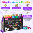 thumbnail image 3 of Xueyu Chalk Markers, 24 Colors Liquid Chalk Markers, Dry Erase Marker for Chalkboard, Signs, Windows, Blackboard, Glass, Mirrors, Reversible Tip(Multicolored, 6mm), 3 of 8