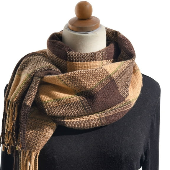 Charmgo Women Scarf Clearance, Women's Autumn and Winter Colorful Plaid Shawl Wraps Warm Thick Fringe Scarf, Hair Scarf for Women A A