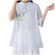 thumbnail image 1 of 1/2 Manga Tops para las Mujeres Botonados Cuello Redondo Blusa Casual, Camisa de Color Sólido de la Moda para las Mujeres, Lavado de Manos Primavera Y Verano Top, 1 of 5