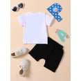 thumbnail image 3 of Wassery Baby Boys 2Pcs 4th of July Outfits 6M 12M 18M 24M Infant Boy Summer Independence Day Clothes Statue Print Short Sleeve T-Shirt Tops and Elastic Shorts Set 0-24M, 3 of 9