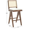 thumbnail image 3 of SAFAVIEH Couture Colette Square Mid Back Bar Stool, Walnut/Natural, 3 of 15