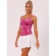 thumbnail image 4 of Disfraz de navidad Camiseta sin mangas de terciopelo para mujer con fruncido en la parte delantera para fiesta Rosa Caliente M, 4 of 5