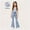 Blue, variant on OGLCCG Flare Jeans for Girls Teens Cute Bow High Elastic Waist Wide Leg Denim Pants with Pockets Stretch Cute Y2K Streetwear Bell Bottom 6-13 Years