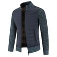 thumbnail image 2 of DHFJKG Men's Winter Paddded Knitted Jacket Patchwork Sweater Coat Fitness Long Sleeve Stand Collar Zipper Pockets Knit Cardigan Warm Soft Outerwear, 2 of 9