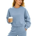 thumbnail image 1 of HAiming Oversize Cropped Sweatshirt Casual Long Sleeve Crew Neck Pullover Tops Solid Color Trendy Clothes, 1 of 9