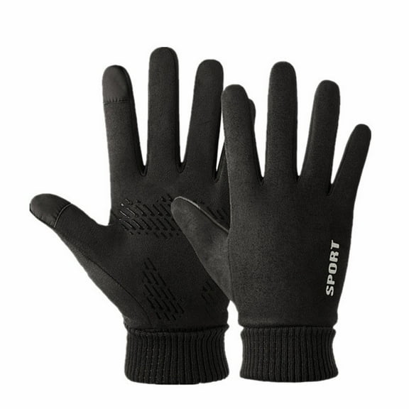IDALL Winter Gloves for Women Men - Thermal Fleece Liner With Touchscreen, Warm Knit Winter Gloves for Cold Weather Black One Size