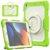iPad 10.2 Case with Built-in Screen Protector, iPad 9th Gen Case/iPad 8th Gen Case/iPad 7th Gen Case, Dteck Heavy Duty Rugged Shockproof Case Full Body Protection with 360 Ring Holder Grip,Green