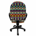 thumbnail image 3 of Geometric Office Chair Slipcover, Retro Eighties Design Vibrant Color Scheme Geometrical Lines Half Circles Vintage, Stretch Decorative Fabric Cover, Standard Size, Multicolor, by Ambesonne, 3 of 5