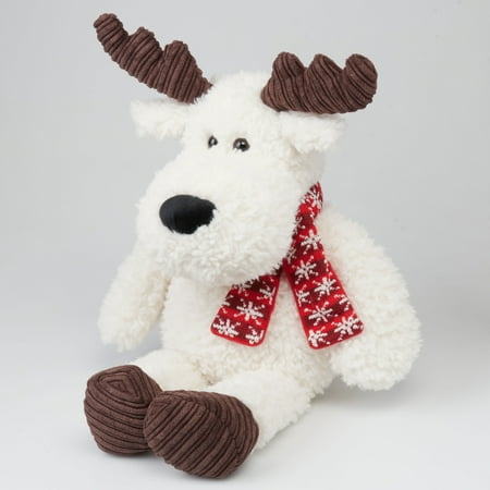 Holiday Time Plush, Reindeer With Scarf, Cream