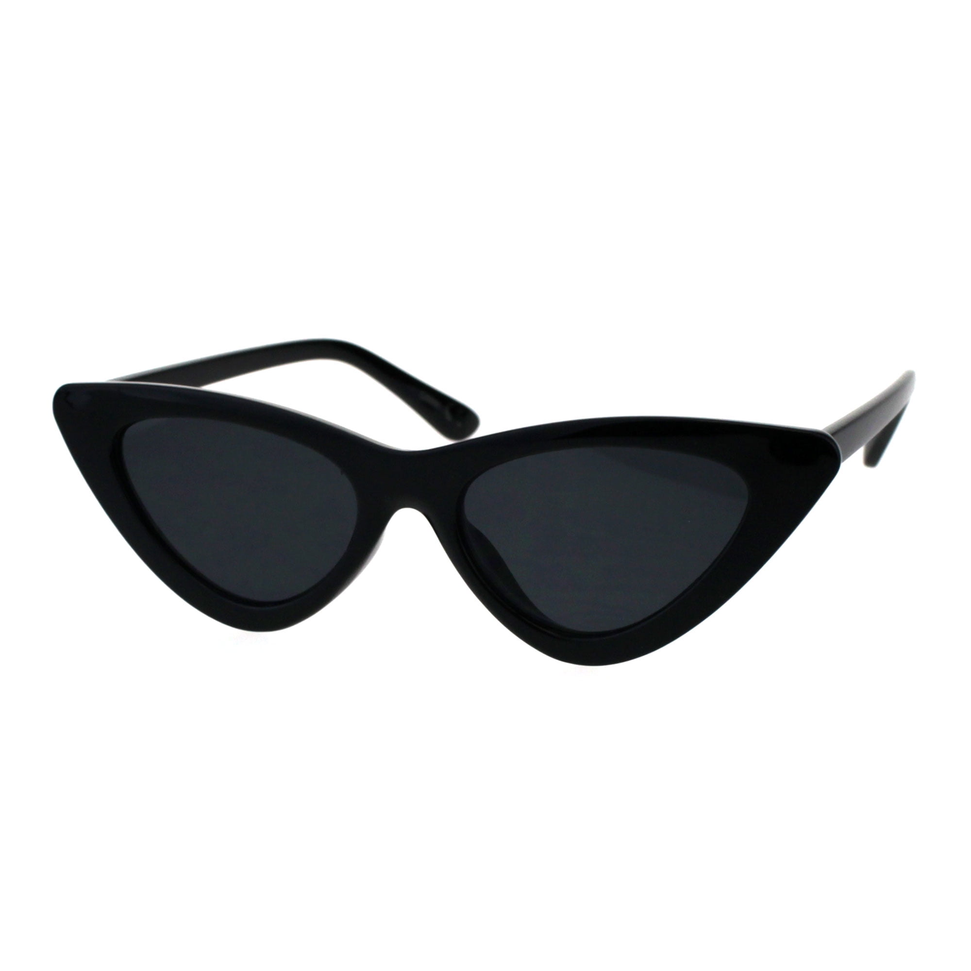 Womens Retro Classic Cat Eye Plastic Mod Sunglasses All Black