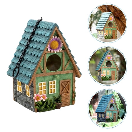 Garden Bird House, Clearance Hanging Wooden Bird Nest, Colorful Decorative Cute Resin Birdhouses for Outside Indoors Garden