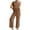 Brown, variant on Ohufall Ribbed Pajamas Sets for Women Round Neck Tank Tops And Long Pants Two Piece Lounge Sets Summer Comfy Oufits Loungewear