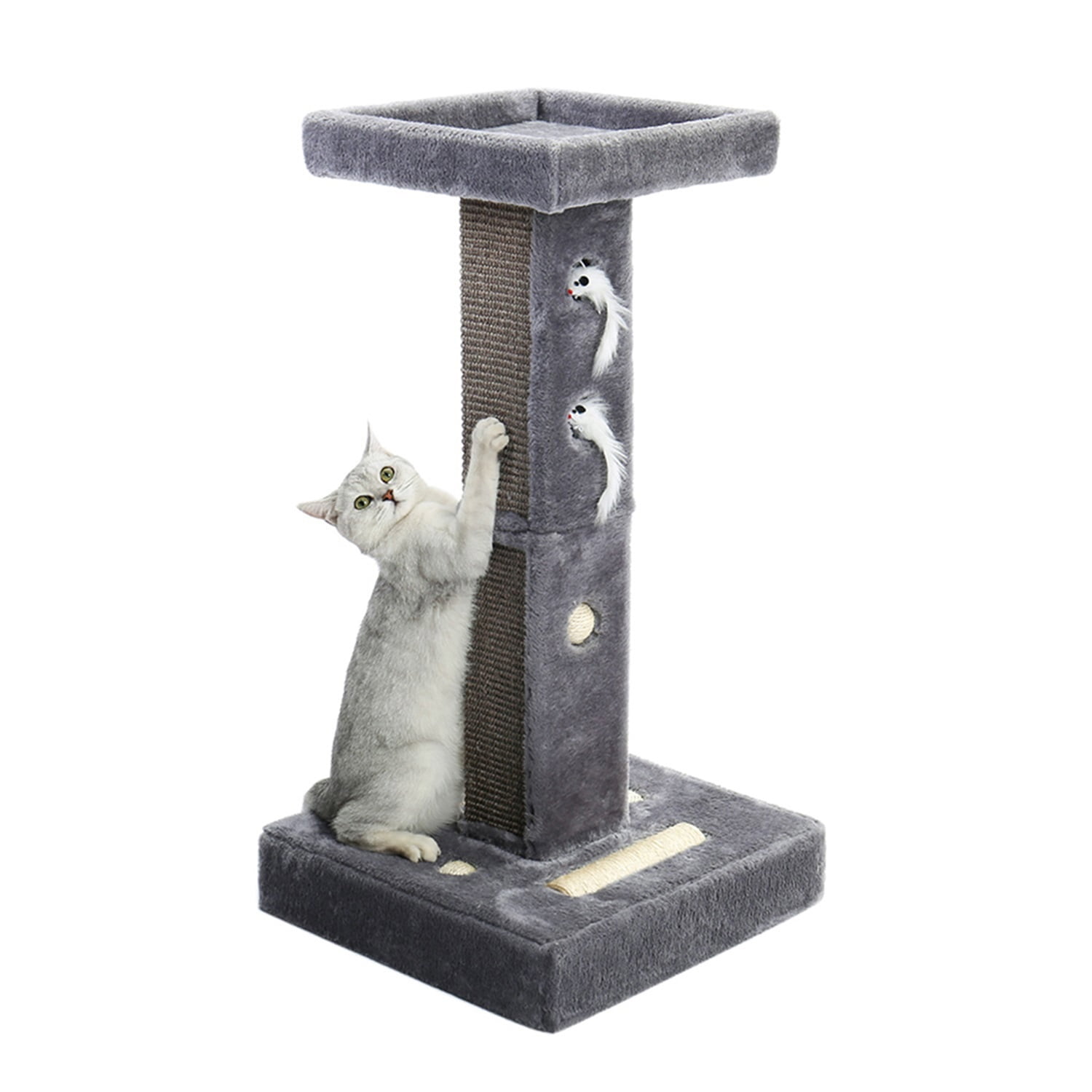 Pefilos 33" Cat Scratching Post for Large Cats with Bed Tall Cat Scratching Post for Furniture Covered with Natural Sisal Rope Square Cat Tower for Indoor Cats, Gray Pefilos 33" Cat Scratching Post for Large Cats with Bed Tall Cat Scratching Post for Furniture Covered with Natural Sisal Rope Square Cat Tower for Indoor Cats, Gray