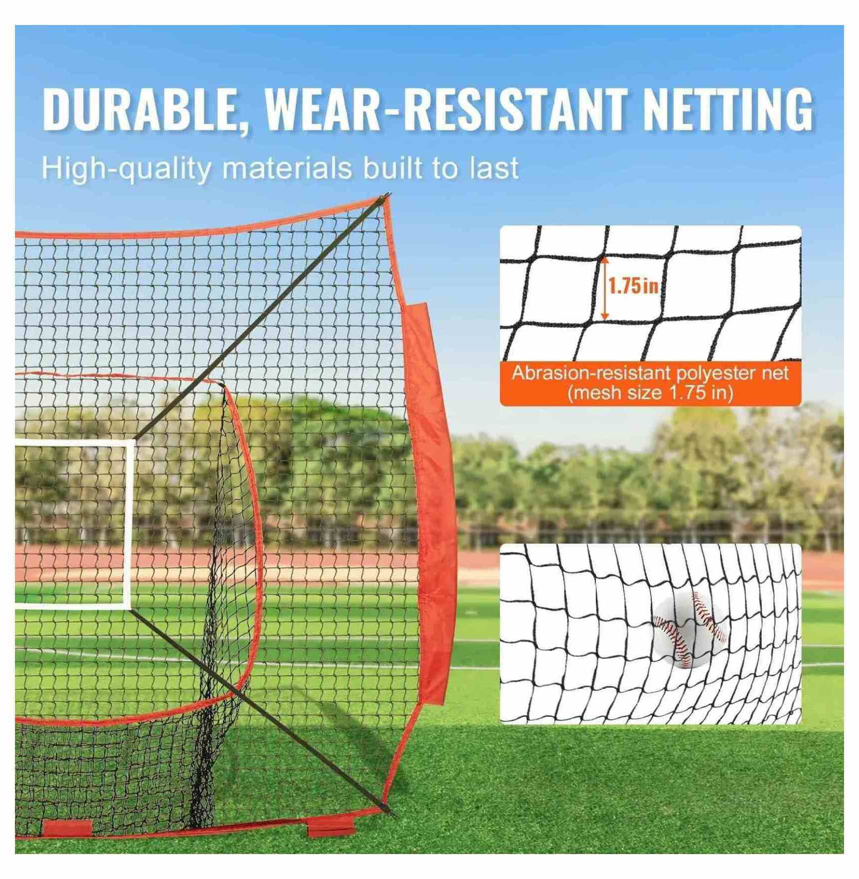 7x7 Baseball Softball Net, Training Net for Hitting, Pitching & Catching, Portable Backstop with Strike Zone, Replacement Net for Baseball Equipment