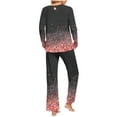 thumbnail image 4 of Lorytime Women Christmas Pajamas Set Snowflakes Long Sleeved Crew Neck Tops Elastic Waist Pants Soft Loungewear, 4 of 6