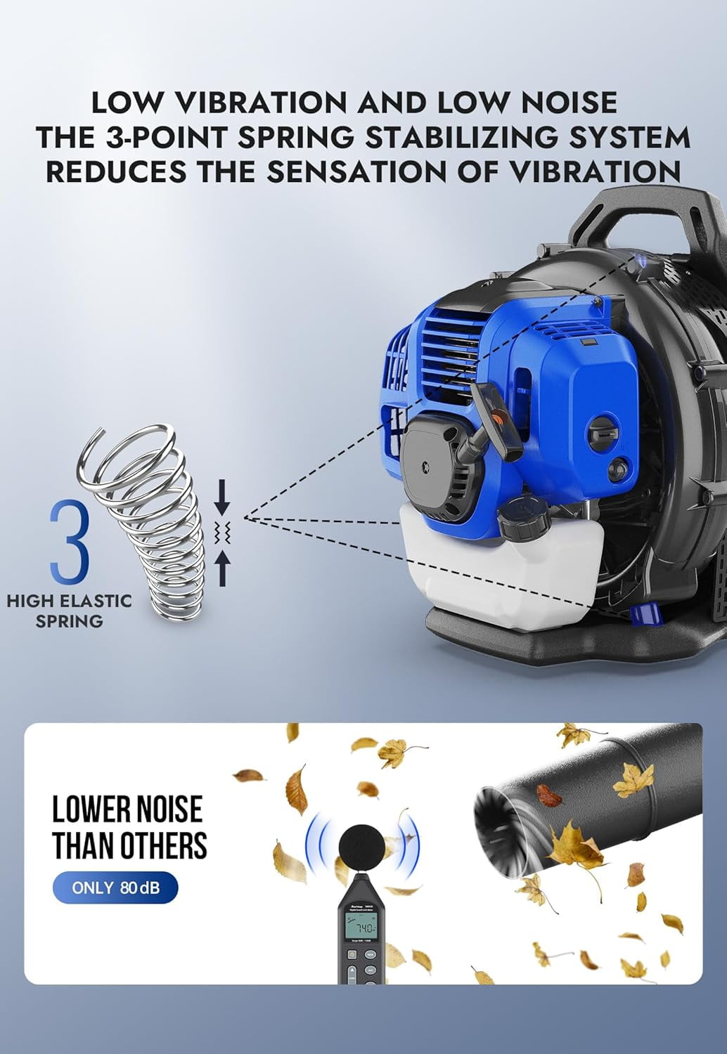 WILD BADGER POWER 53cc Backpack Leaf Blower, 853CFM 174MPH Gas Powered, Lightweight 19.6lbs for Leaf, Debris, Snow Cleanup