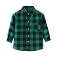thumbnail image 4 of Shirts for Boys 5T Kids Toddler Flannel Jacket Plaid Long Sleeve Lapel Button Down Shacket Baby Boys Girls Pockets Shirt Top Coat Outwear Green, 12-18 Months, 4 of 4