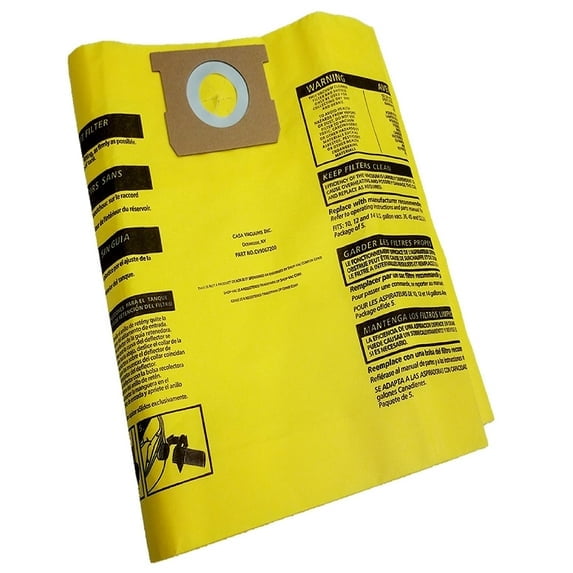 Shop-Vac 9067200 (9190610) 10-14 Gallon Type I High Efficiency Disposable Collection Bag, 3-Pack fits Genie & Shop Vacuum Cleaners by Casa Vacuums