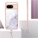 thumbnail image 5 of Funda para Google Pixel 8, antiarañazos, suave, con diseño de mármol y correa cruzada., 5 of 5