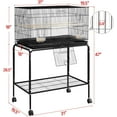 thumbnail image 2 of REKHHY 47-inch Rolling Breeding Flight Bird Cages for Parakeets Budgies Finches Cockatiels Conures Lovebirds Canaries Parrots w/Detachable Stand, Black, 2 of 9