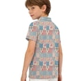 thumbnail image 3 of longantii Boys Gradient Color Polo Shirt Short Sleeve Button Down Tops Casual School Uniform Shirt Summer Cozy Comfort Kids Collared Golf T-Shirt Light Blue 4-5 Years, 3 of 5