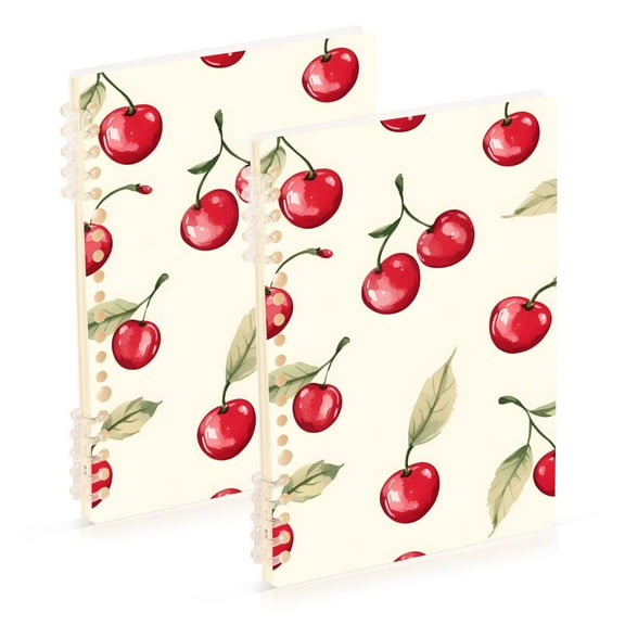 FORMRS 1-Subject Spiral Notebook 8" x 5" College Ruled 60 Refillable Sheet A5 Hard Cover, 2 Pack, Red Cherry