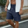 thumbnail image 6 of Mens Linen Shorts Casual Solid Color Elastic Waist Straight Knee Length Shorts Breathable Beach Shorts, 6 of 9