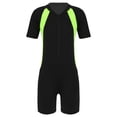 thumbnail image 2 of inhzoy Kids Girls Boys One Piece Zip-Up Swimsuit Jumpsuit Short Sleeve Rash Guard Wetsuit,Sizes 8-16 Black Yellow 16, 2 of 6