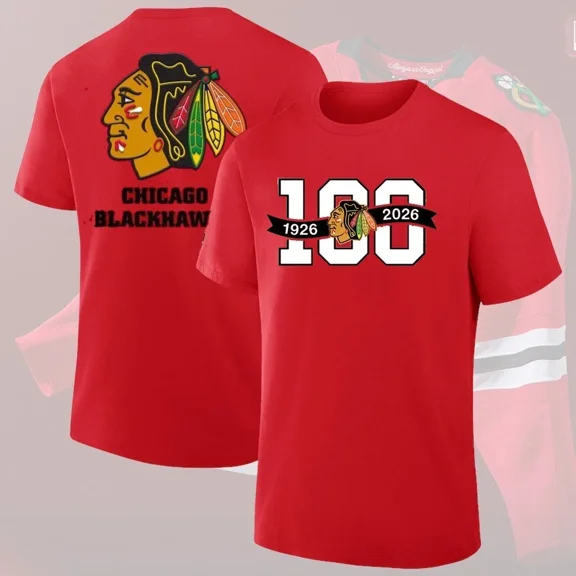 Chicago Hockey 100 years 1926 2026 Centennial Celebration Both Sides For Fan T-shirt