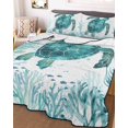 thumbnail image 3 of Quilts Twin-XL Size Bedding Set, Coastal Sea Turtle Lightweight Quilted Comforter, Teal Green Summer Ocean Coral Sea Fish Soft Bedspread Coverlet with Pillow Covers for All Season, 68" x 98", 3 of 7