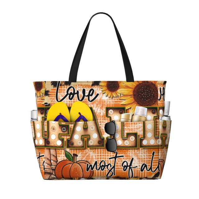 Easygdp I Love Fall Most Of All Bolsa de Viaje de Playa de Gran Capacidad, Bolsa Tote Perfecta para la Playa, Escapadas de Fin de Semana y Viajes