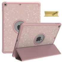 Dteck iPad 9th Generation Case, iPad 8th Generation Case, iPad 7th Generation Case, iPad 10.2 2021/2020/2019 Case, Glitter Sparkly Shockproof Kickstand Protective Tablet Cover, Rosegold