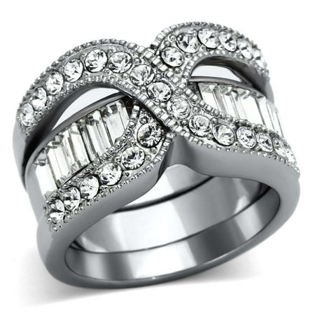 

Beautops TK970 - High polished (no plating) Stainless Steel Ring with Top Grade Crystal in Clear - 5