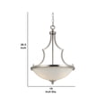 thumbnail image 5 of 3 Bulb Bowl Style Glass Pendant Fixture with Metal Frame, Silver and White, 5 of 5