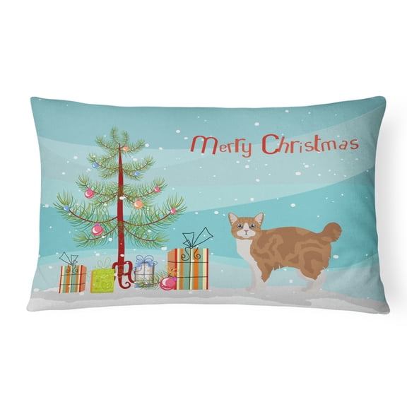 Carolines Treasures CK4653PW1216 Manx 2 Cat Merry Christmas Canvas Fabric Decorative Pillow, 12H x16W, multicolor