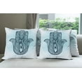 thumbnail image 6 of Ambesonne Hamsa Throw Pillow Cover 4 Pack, Ornate Popular, 20", Dark Blue Aqua, 6 of 7