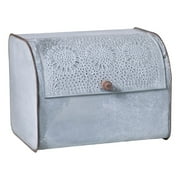 Rustic Metal Bread Box in Weathered Zinc Vintage Farmhouse Kitchen Silver Bread Bin