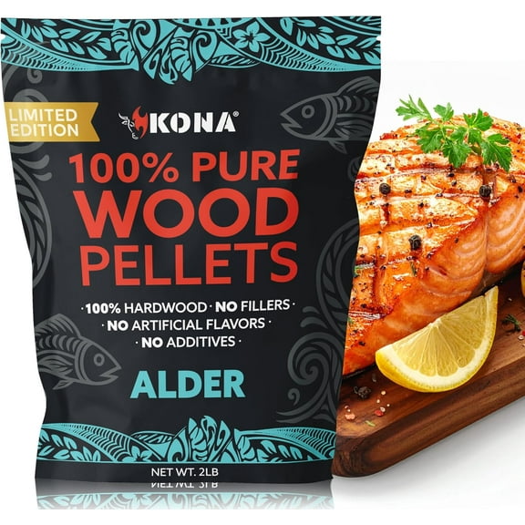 Kona Alder Wood Pellets – Limited Edition for Ninja Woodfire Grill, Outdoor Oven & Smoker – 2 lb Resealable Bag