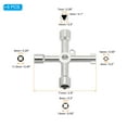 thumbnail image 2 of Llave de utilidad de 4 vías Uxcell 6pcs, llave multifuncional en forma de triángulo y cuadrado para abrir armarios eléctricos de válvulas, color plateado, 2 of 6