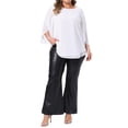 thumbnail image 2 of Agnes Orinda Women's Plus Size Chiffon Tops Petal 3/4 Sleeve Crew Neck Flowy Summer Casual Blouses 4X White, 2 of 6
