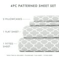 thumbnail image 4 of Noble Linens 3 Piece Pattern Microfiber Bed Sheets Set, Gray Quadrafoil, Twin, 4 of 12