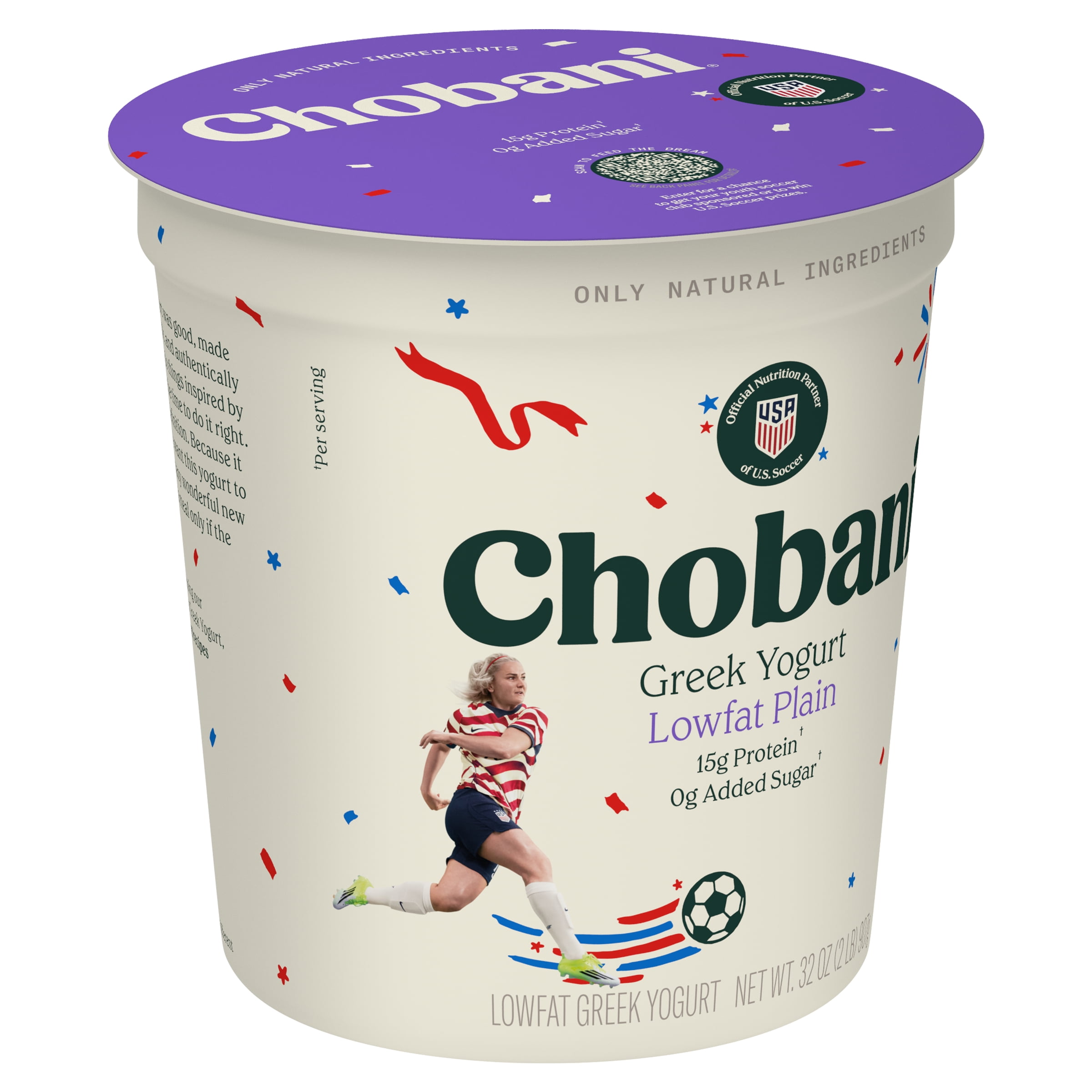 Chobani Low-Fat Greek Yogurt Plain 32 oz Tub