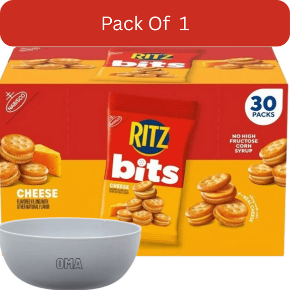 RITZ Bits Cheese Sandwich Crackers, 1.5 oz., 30 pk. with white bowl by OMA