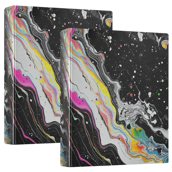 FORMRS 3 Ring Binder 1.5 inch with Pockets Set of 2 Clip Board 200 Sheets Capacity, Colorful White