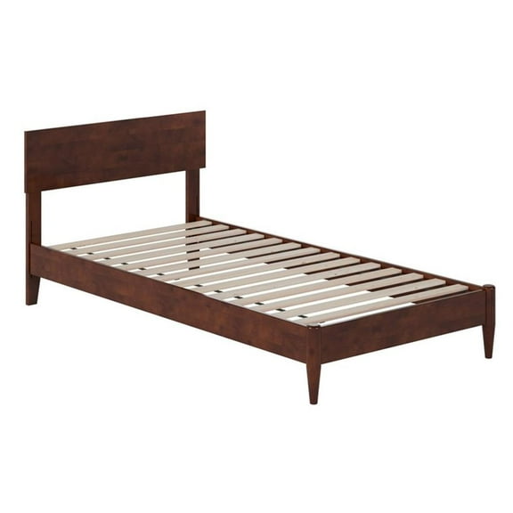 Pemberly Row Twin XL Modern Solid Wood Low Profile Platform Bed in Walnut