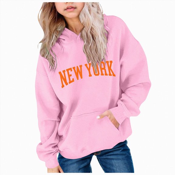 Gubotare Girls Oversized Hoodies California Letter Print Pullover Hoodie Sweatshirt Long Sleeve Casual Loose Pullover Tops 4-13Years (Pink, 11-12 Years)