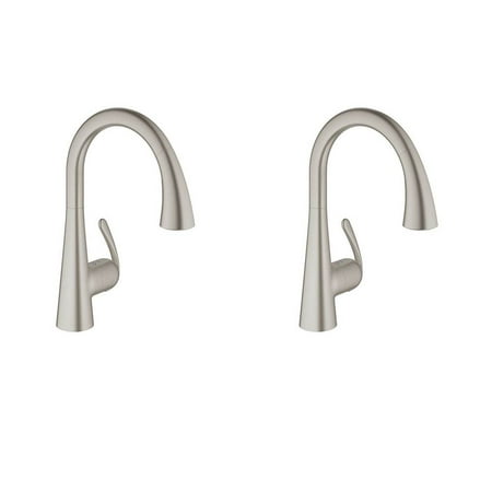 Grohe Ladylux Single Handle Pull Out Swivel Kitchen Faucet Steel